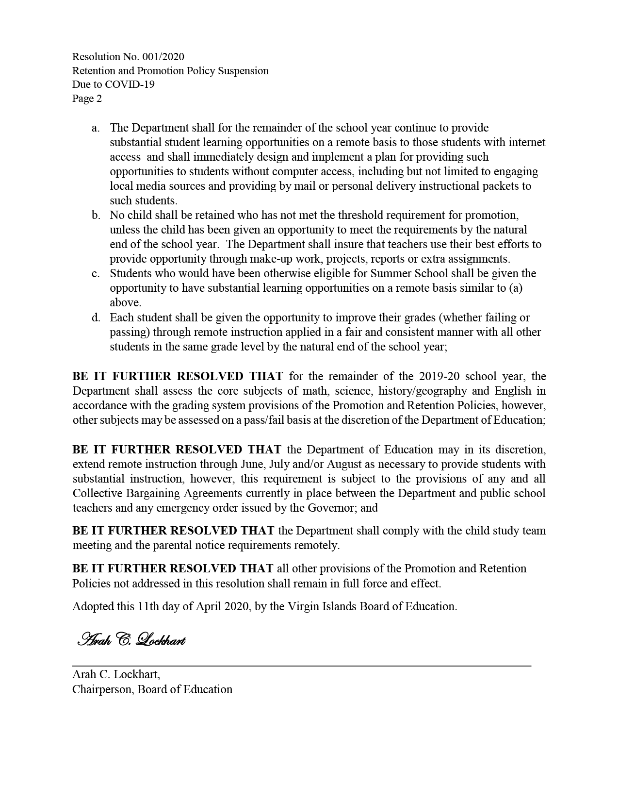 APPROVED RESOLUTION 0012020 POLICY SUSPENSION IN RESPONSE TO COVID-191 Signed-02.png